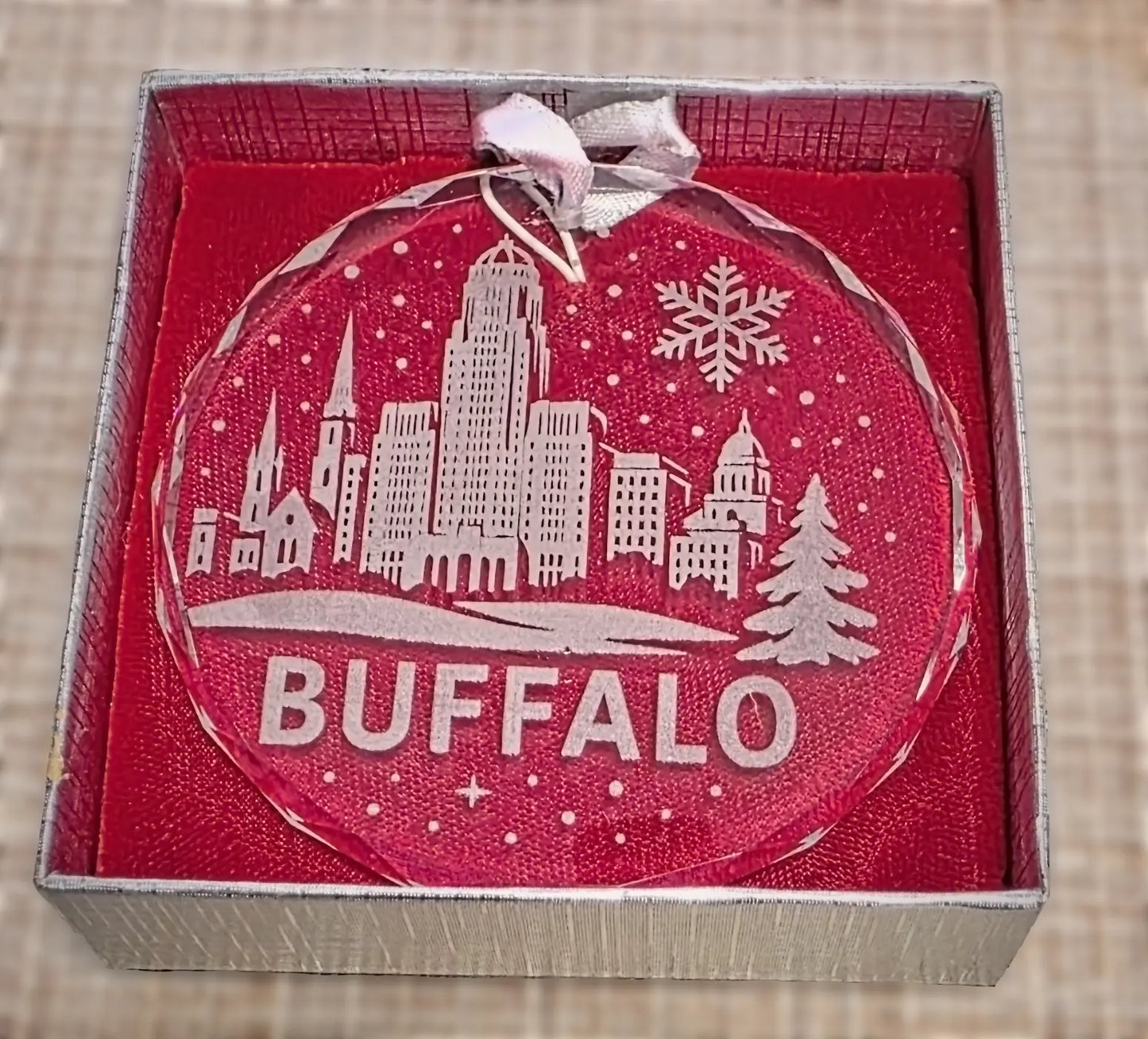 Buffalo Skyline Crystal Ornament