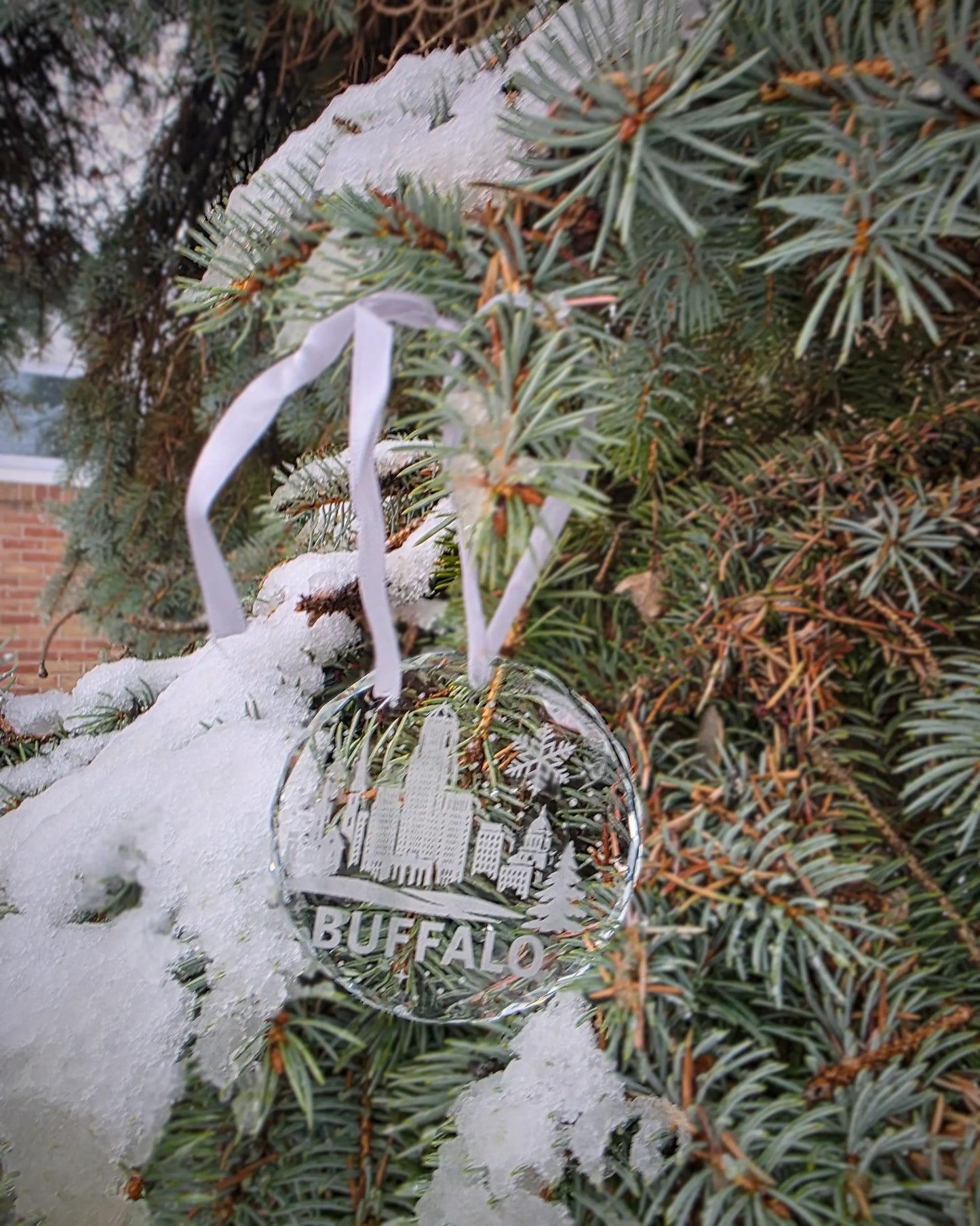 Buffalo Skyline Crystal Ornament