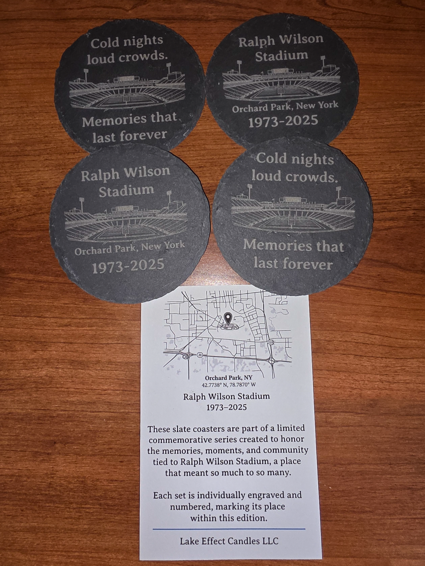 Ralph Wilson Stadium – Commemorative Slate Coaster Set (Set of 4)