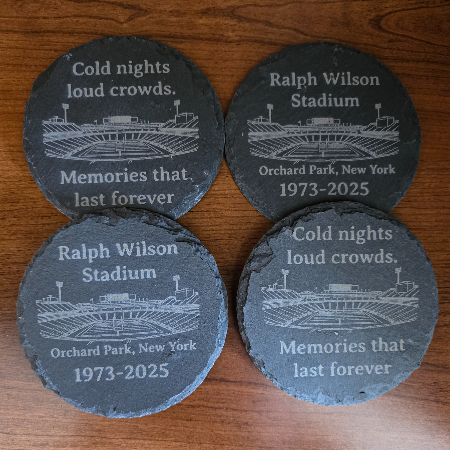 Ralph Wilson Stadium – Commemorative Slate Coaster Set (Set of 4)
