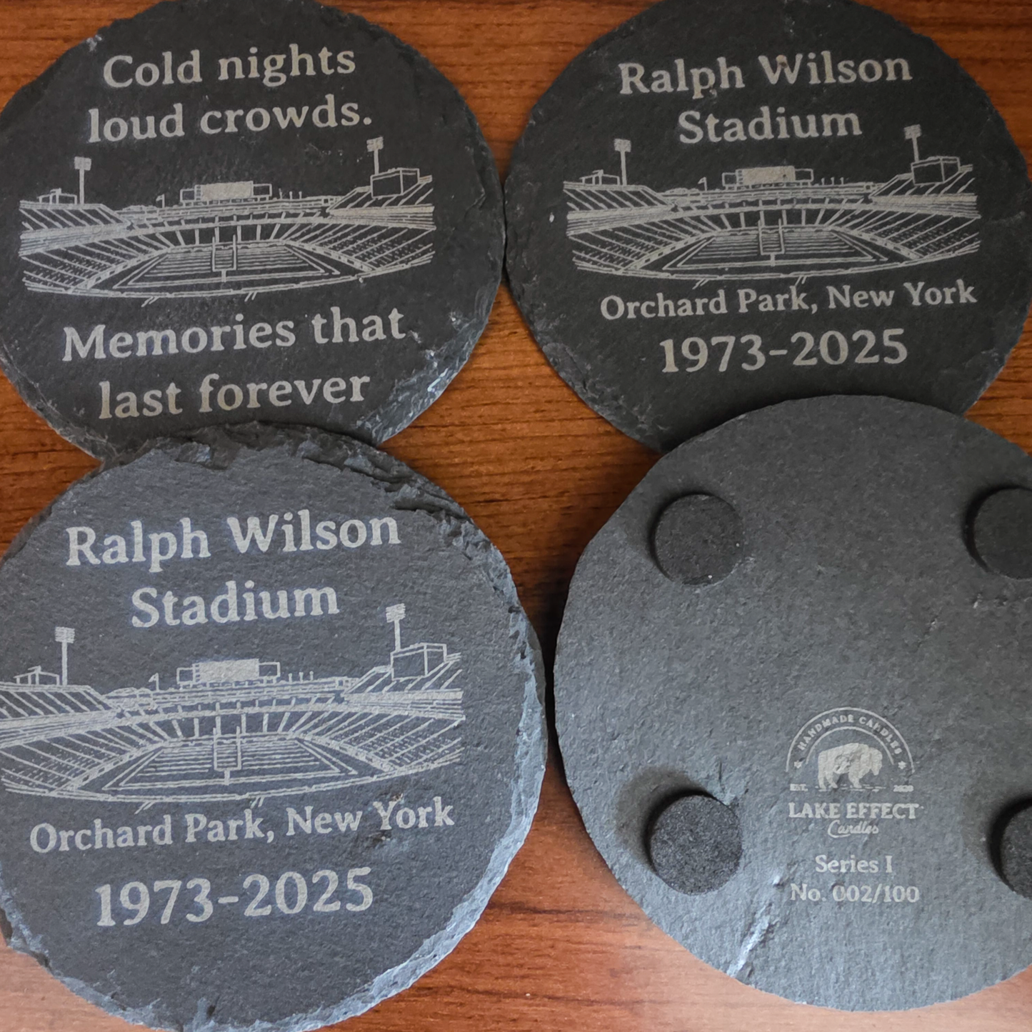 Ralph Wilson Stadium – Commemorative Slate Coaster Set (Set of 4)